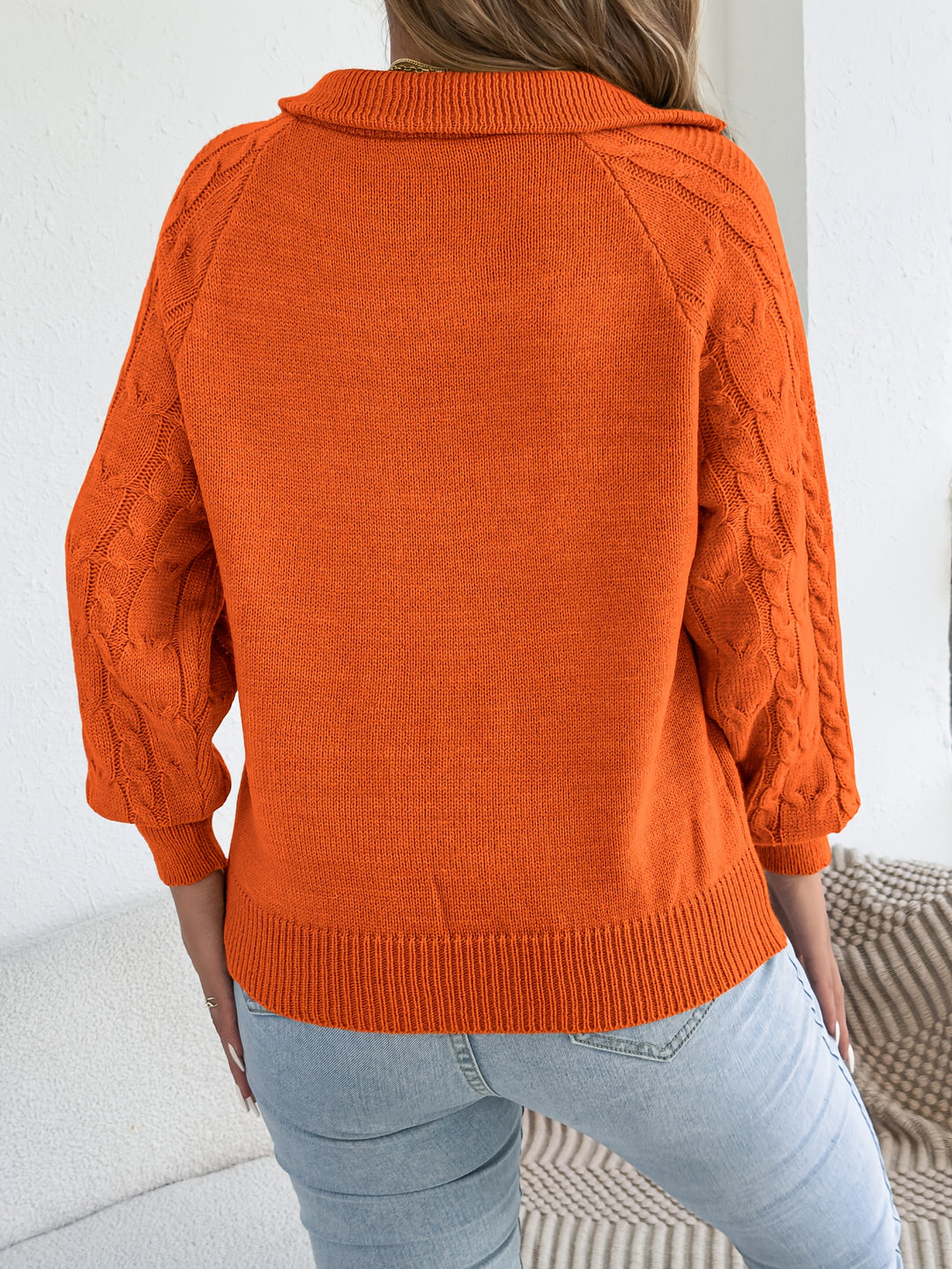 Mevira - Lantern-Sleeve Knit Pullover Sweater
