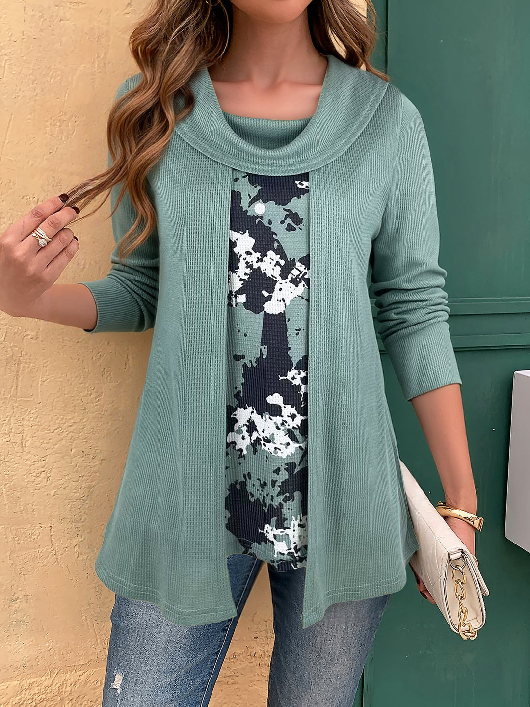 Tivora - Faux Two-Piece Knit Top
