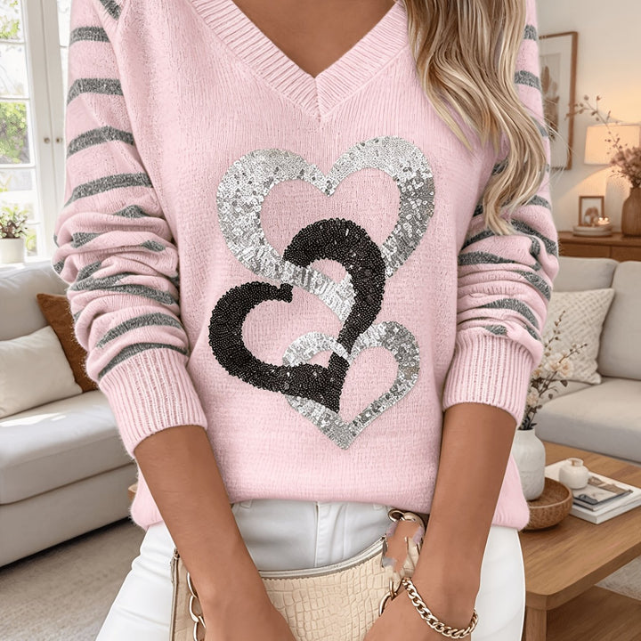 Velara - Sequin-Trim Knit Sweater