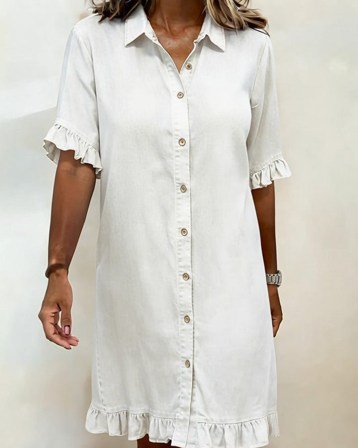 Kiraya - Ruffled Sleeve Denim Dress