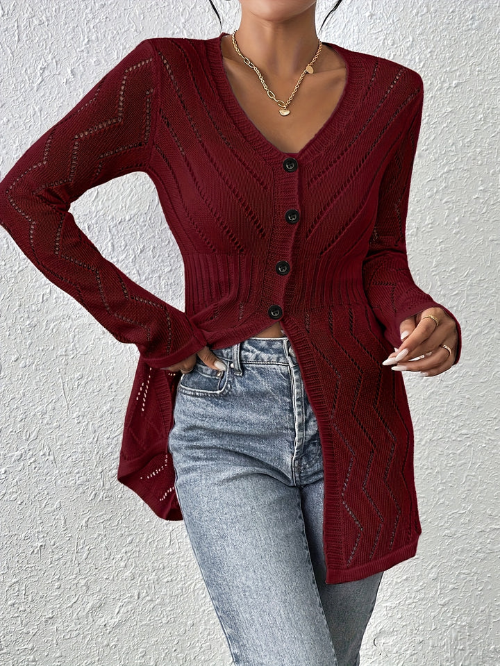 Renaya - V-Neck Textured Knit Cardigan Sweater