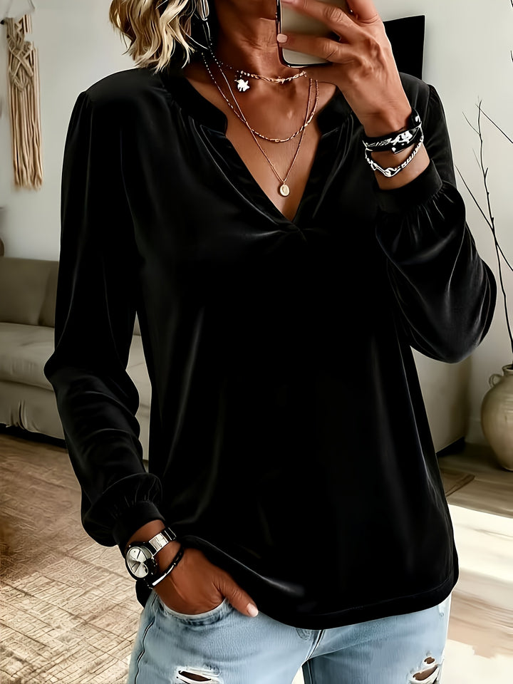 Sevaya - V-Neck Velvet Knit Top