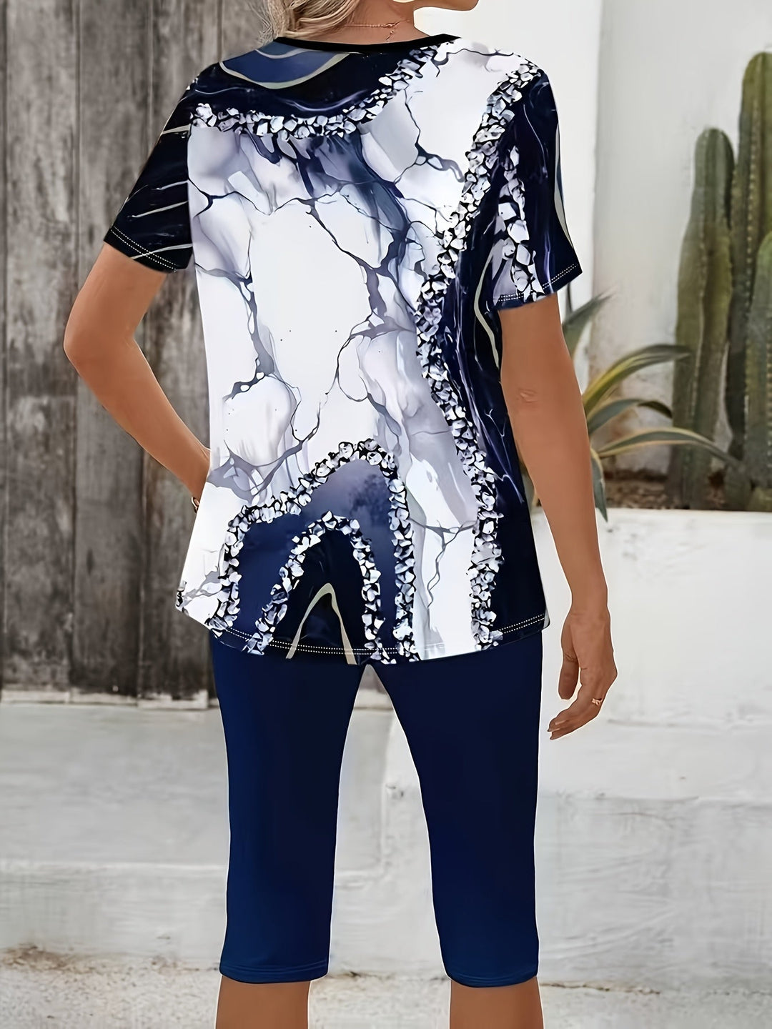 Anvina - Geometric Print Cotton-Blend Set