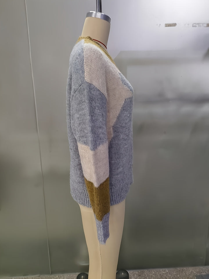 Luniva - Spliced Color-Block Knit Pullover