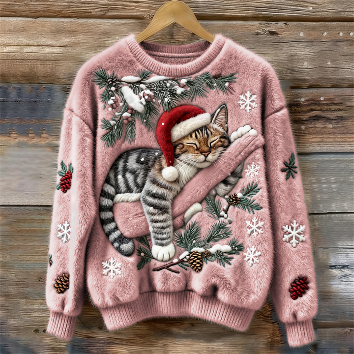 Velira - 3D Cat Applique Pile Knit Jumper