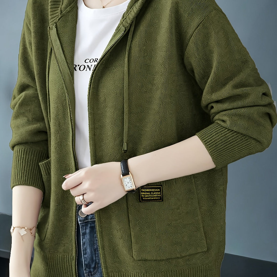 Rilena - Drawstring Hood Viscose Knit Cardigan