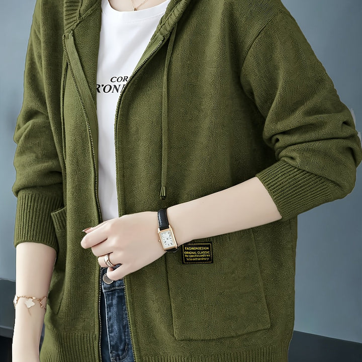 Rilena - Drawstring Hood Viscose Knit Cardigan