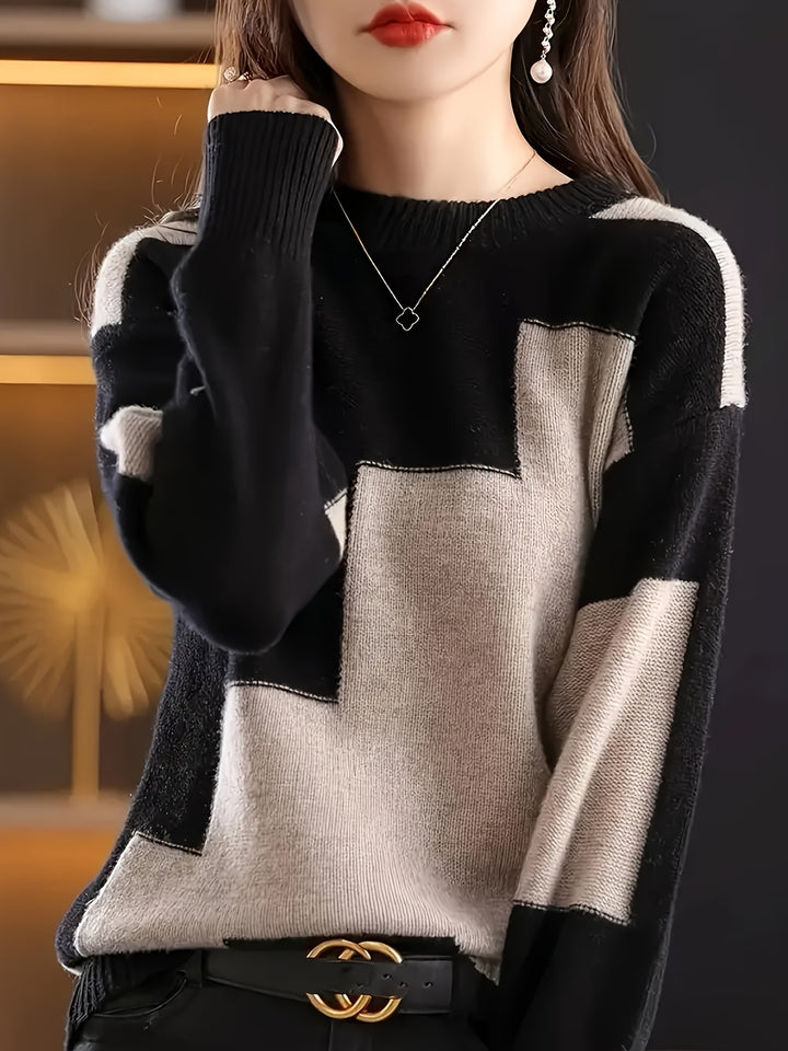 Novira - Colour Block Knit Pullover Sweater