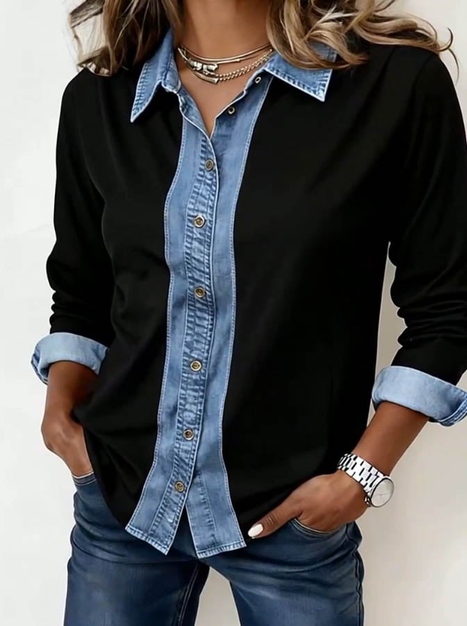 Rilena - Contrast Topstitch Woven Shirt