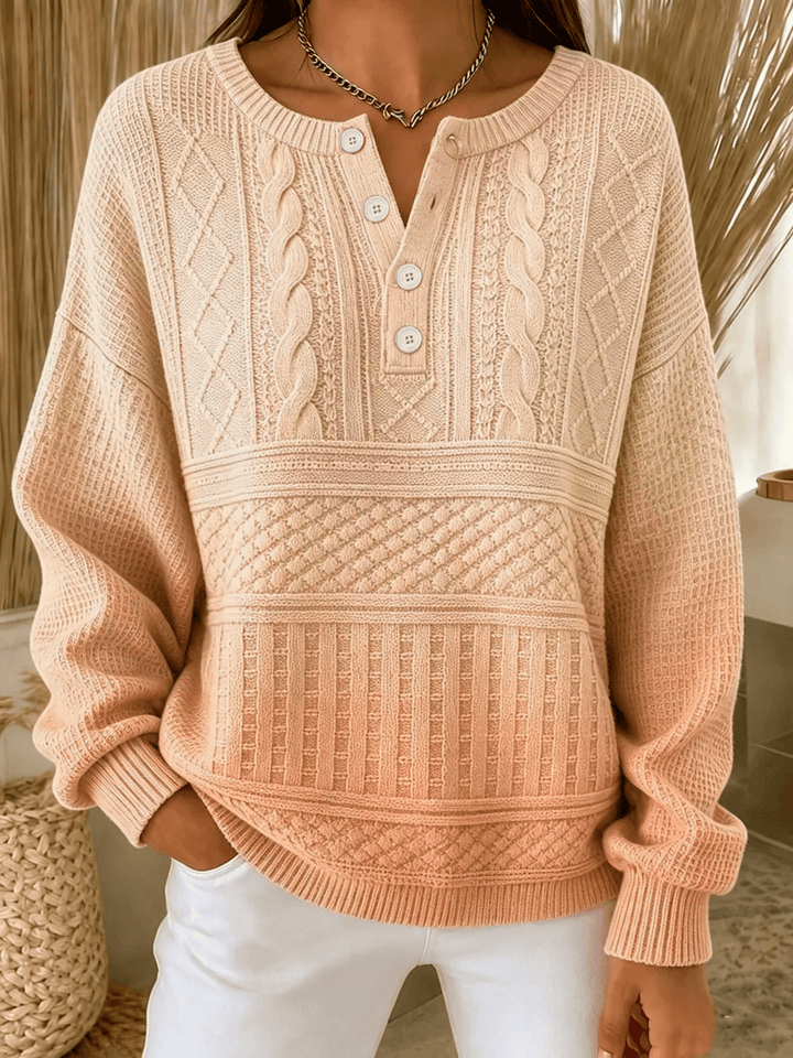 Nolira - Allover Print Cotton Henley Shirt