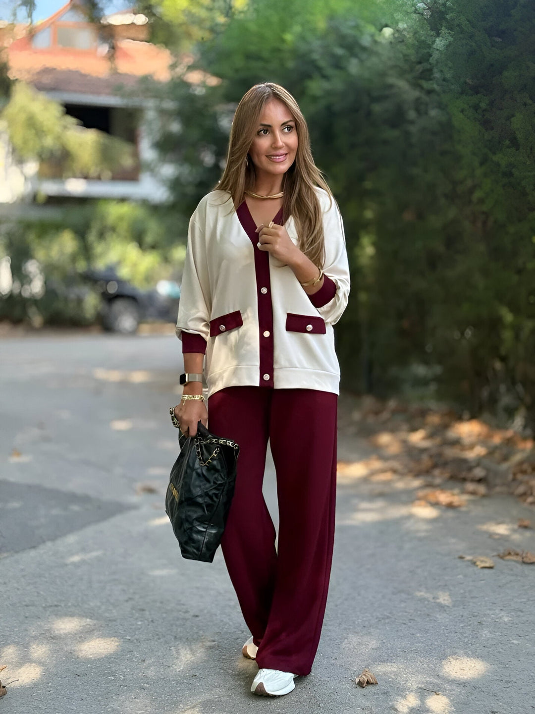 Evoria - Tailored Knit Cardigan-Trouser Set