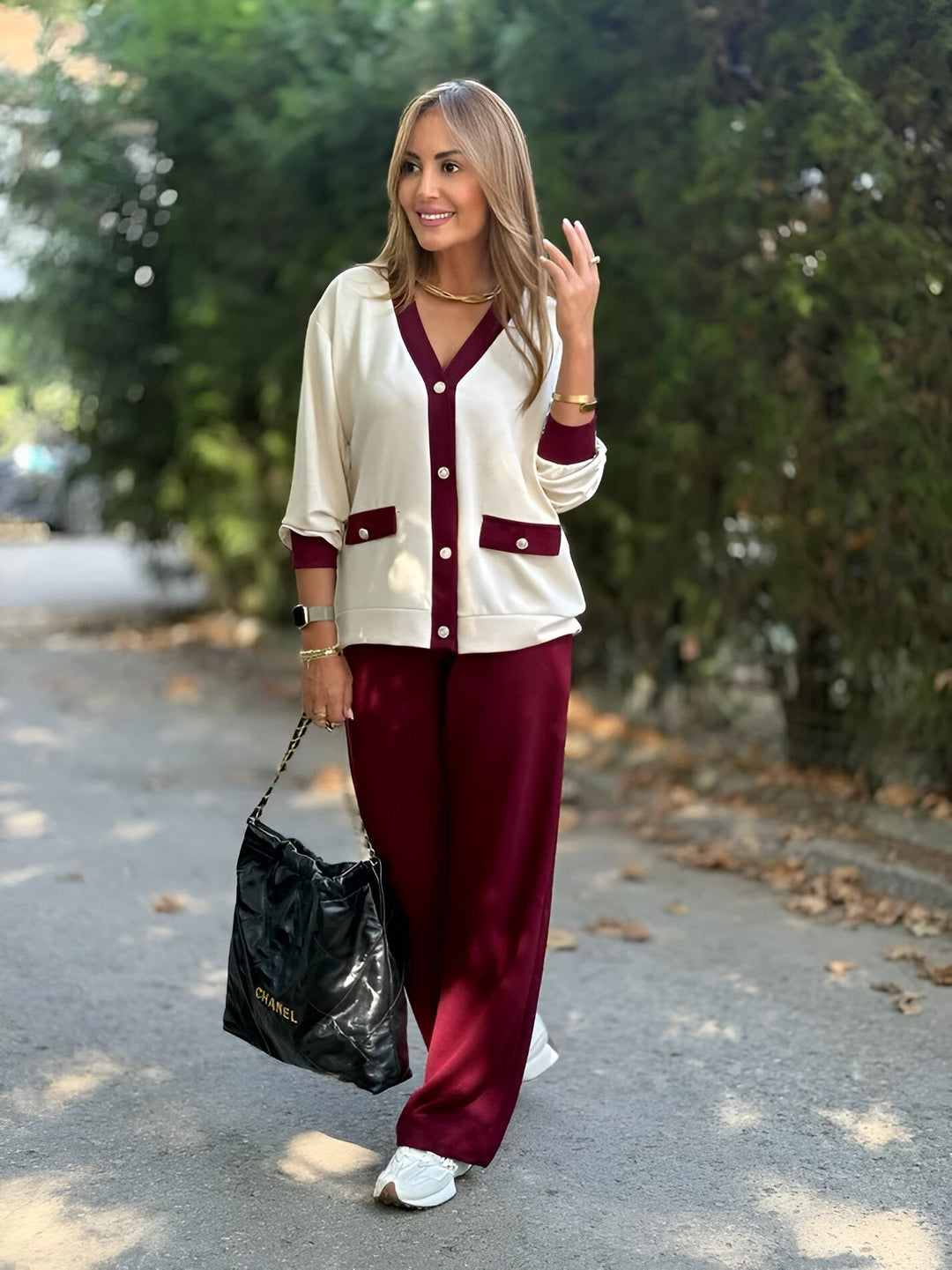 Evoria - Tailored Knit Cardigan-Trouser Set