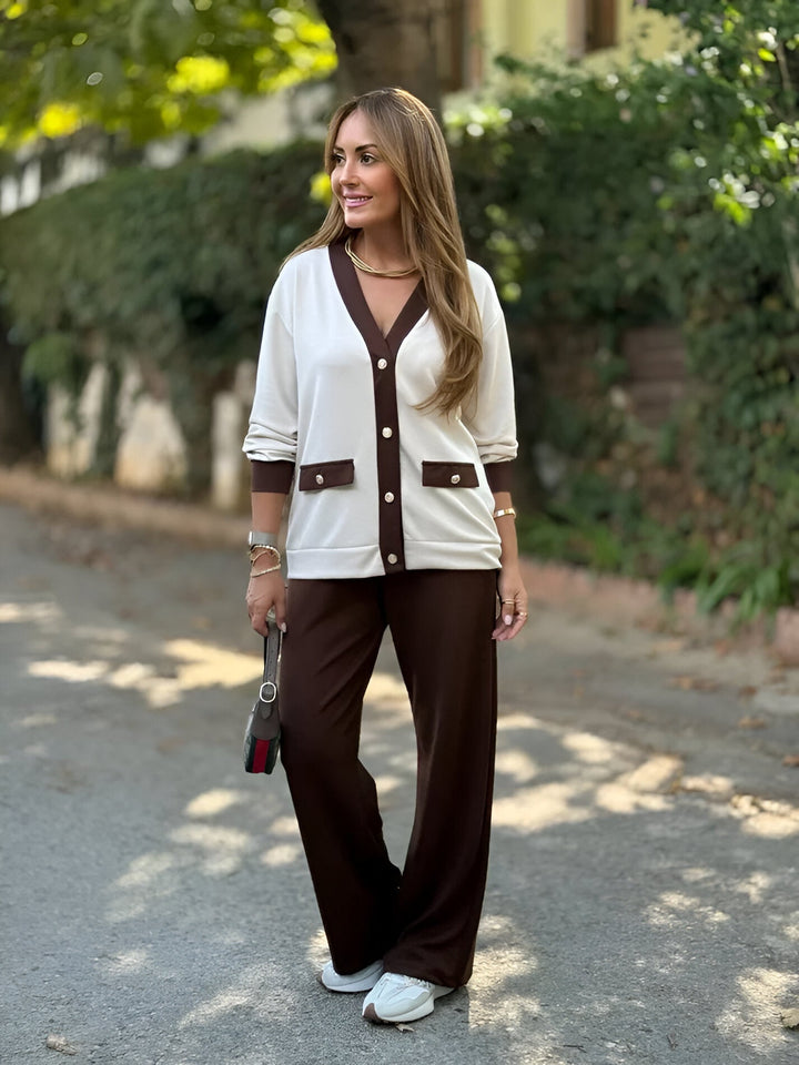 Evoria - Tailored Knit Cardigan-Trouser Set