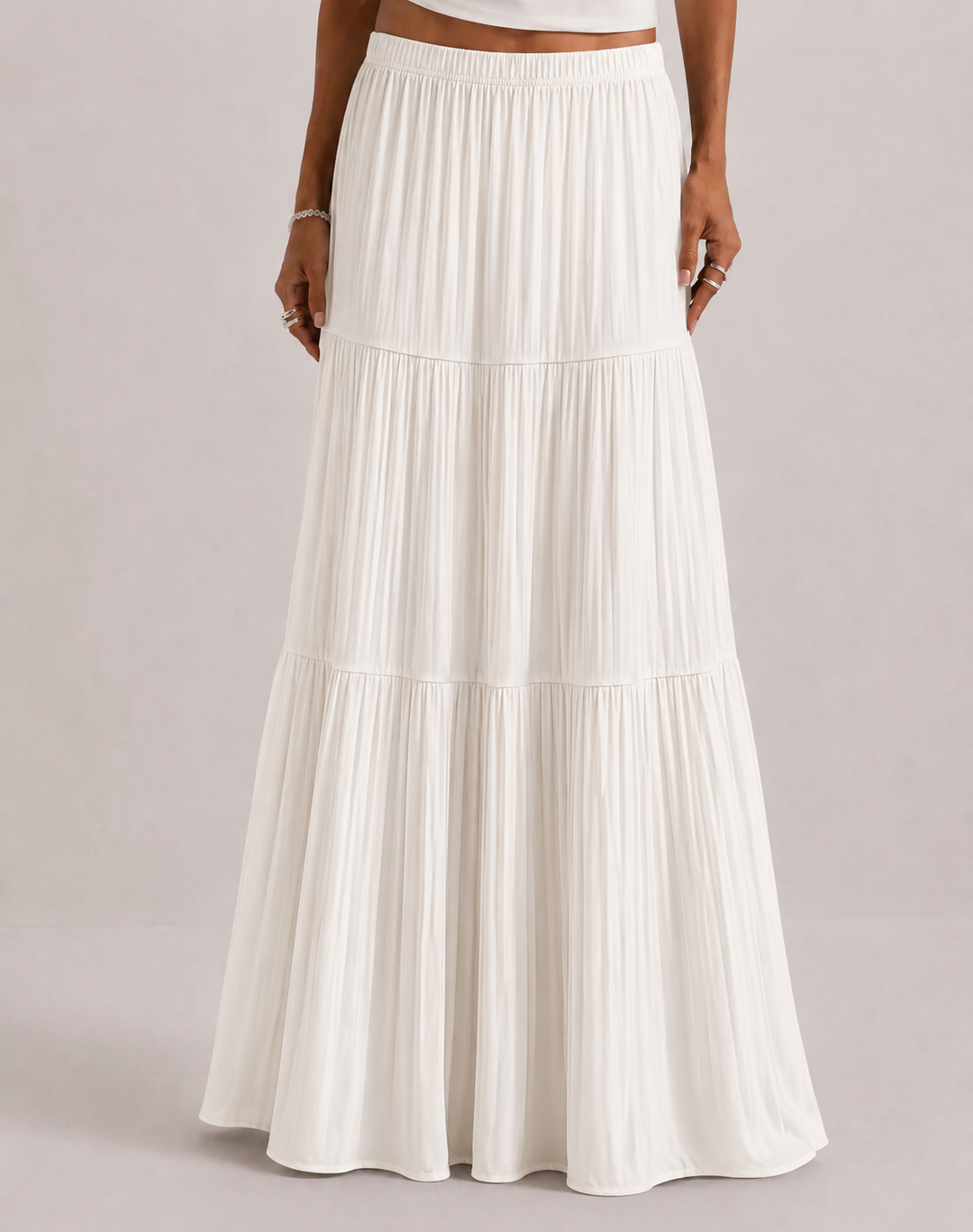 Noreli - Layered Woven Maxi Skirt