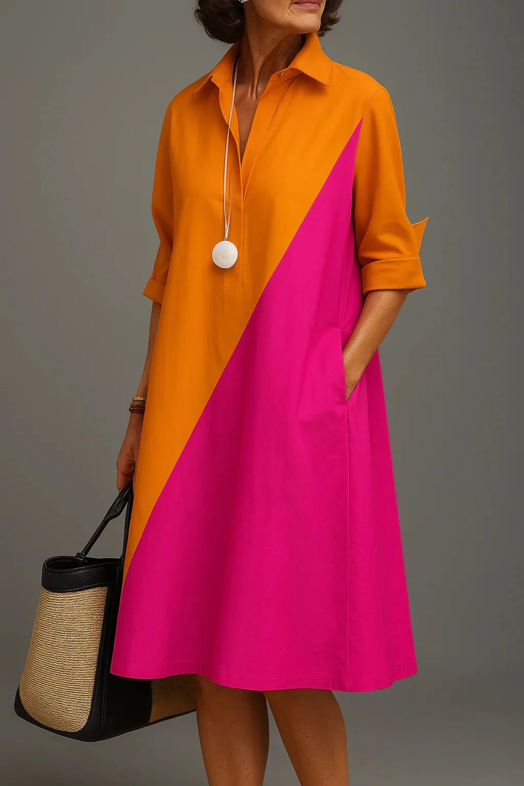 Vaelia - Draped Woven Midi Dress