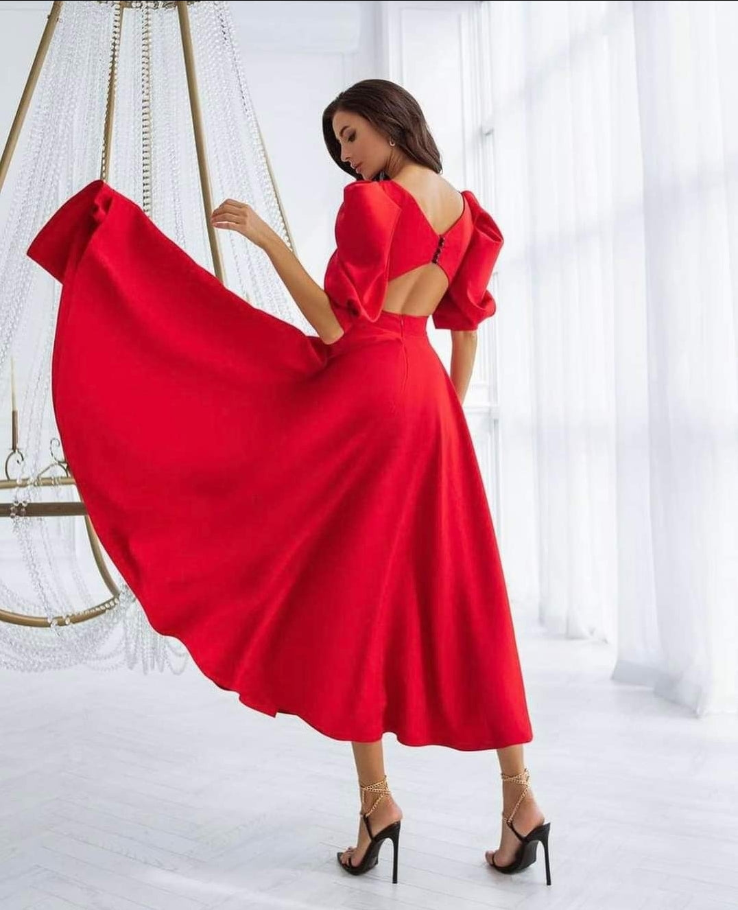 Alenya - Darted Waist Woven Midi Dress