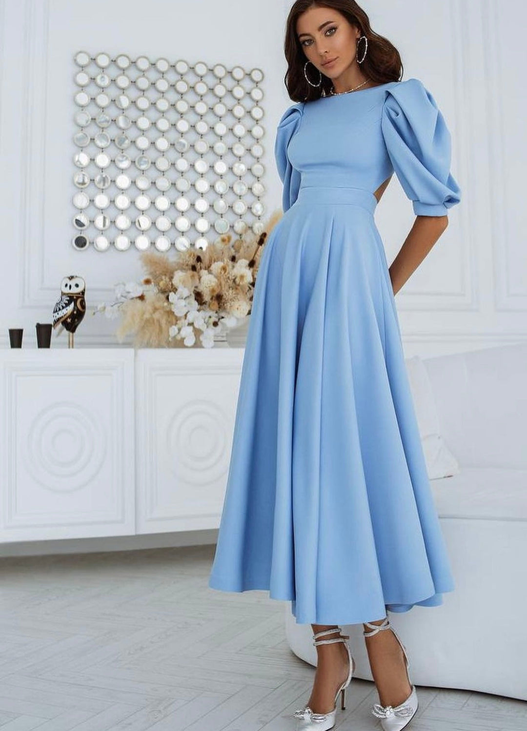 Alenya - Darted Waist Woven Midi Dress