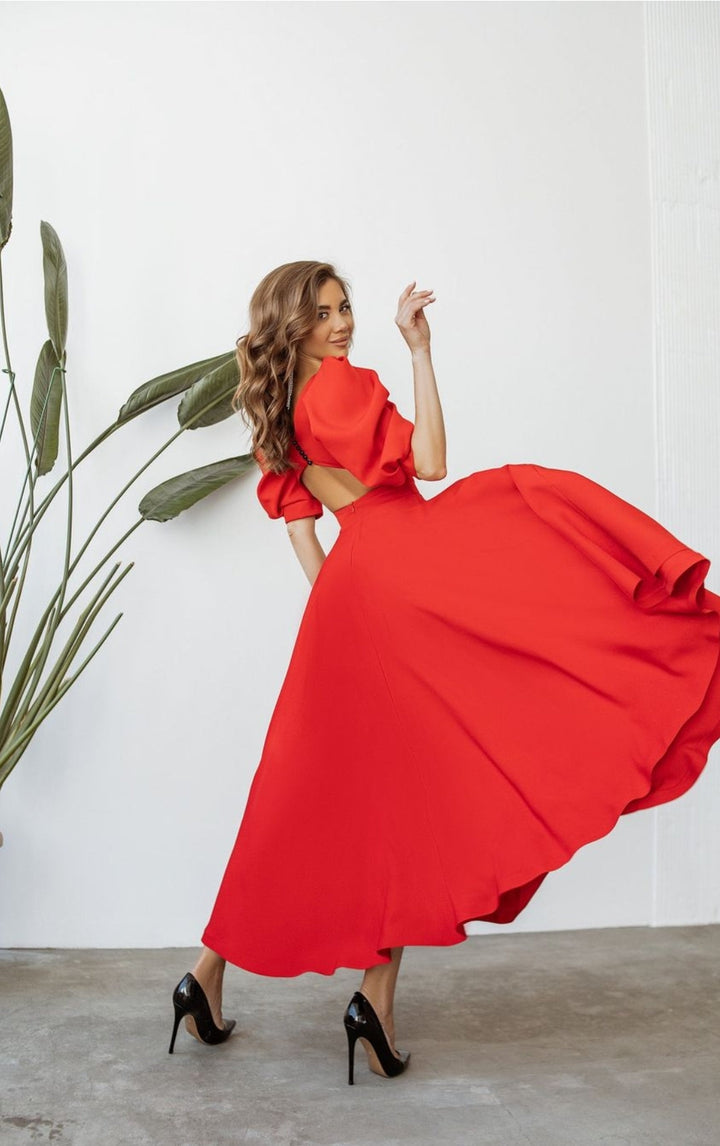 Alenya - Darted Waist Woven Midi Dress