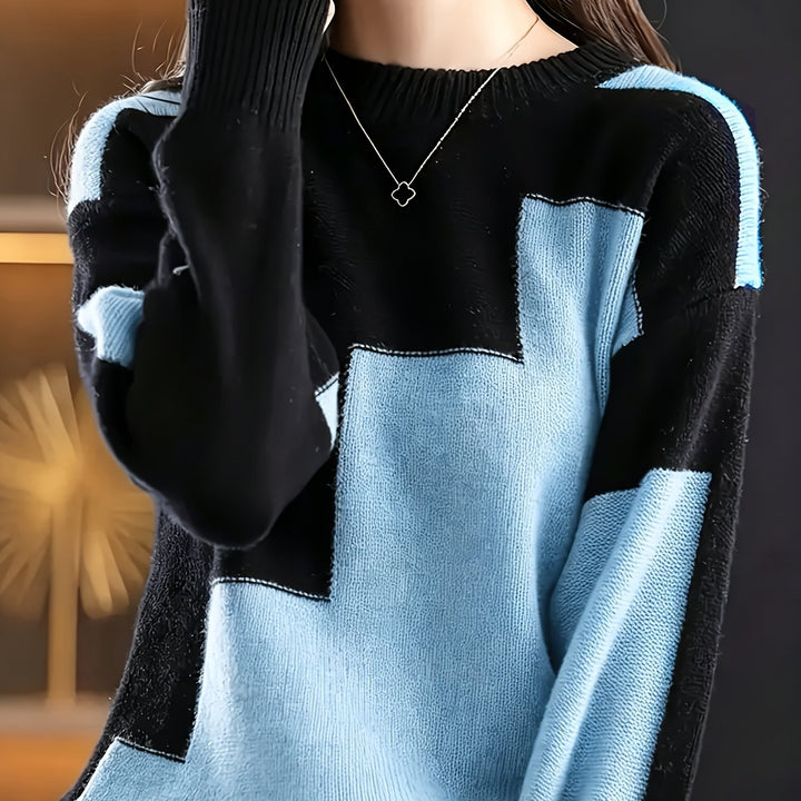 Novira - Colour Block Knit Pullover Sweater