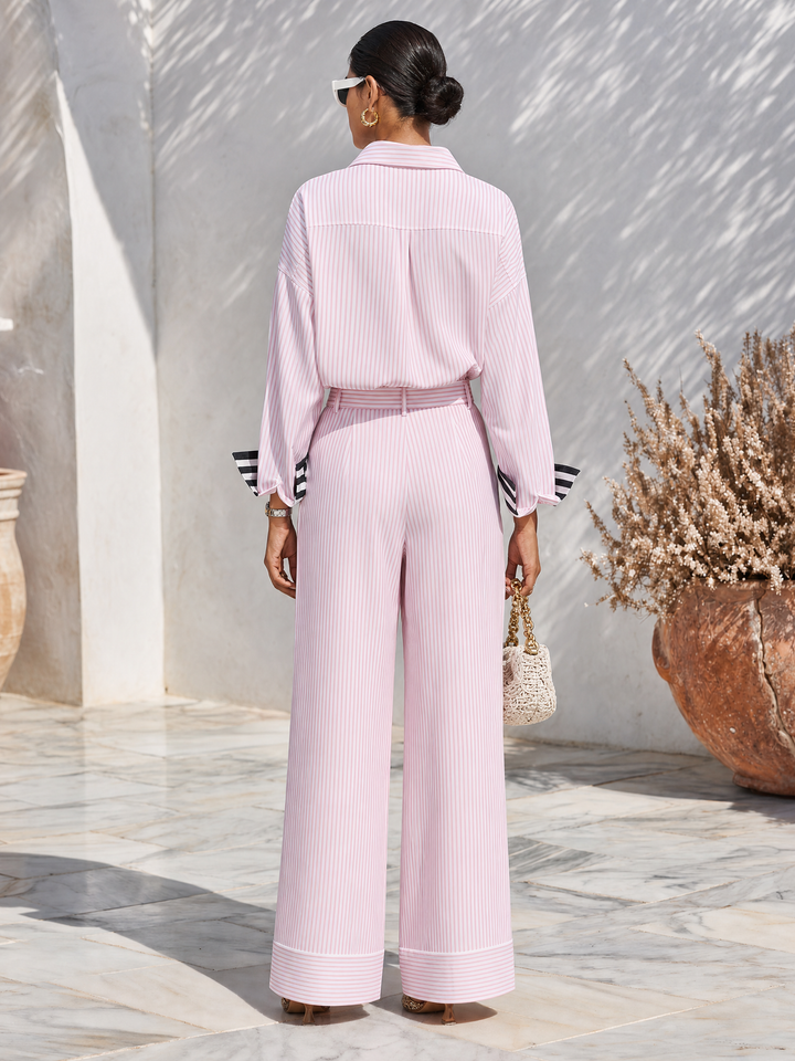 Seriva - Color-Blocked Woven Pants Set