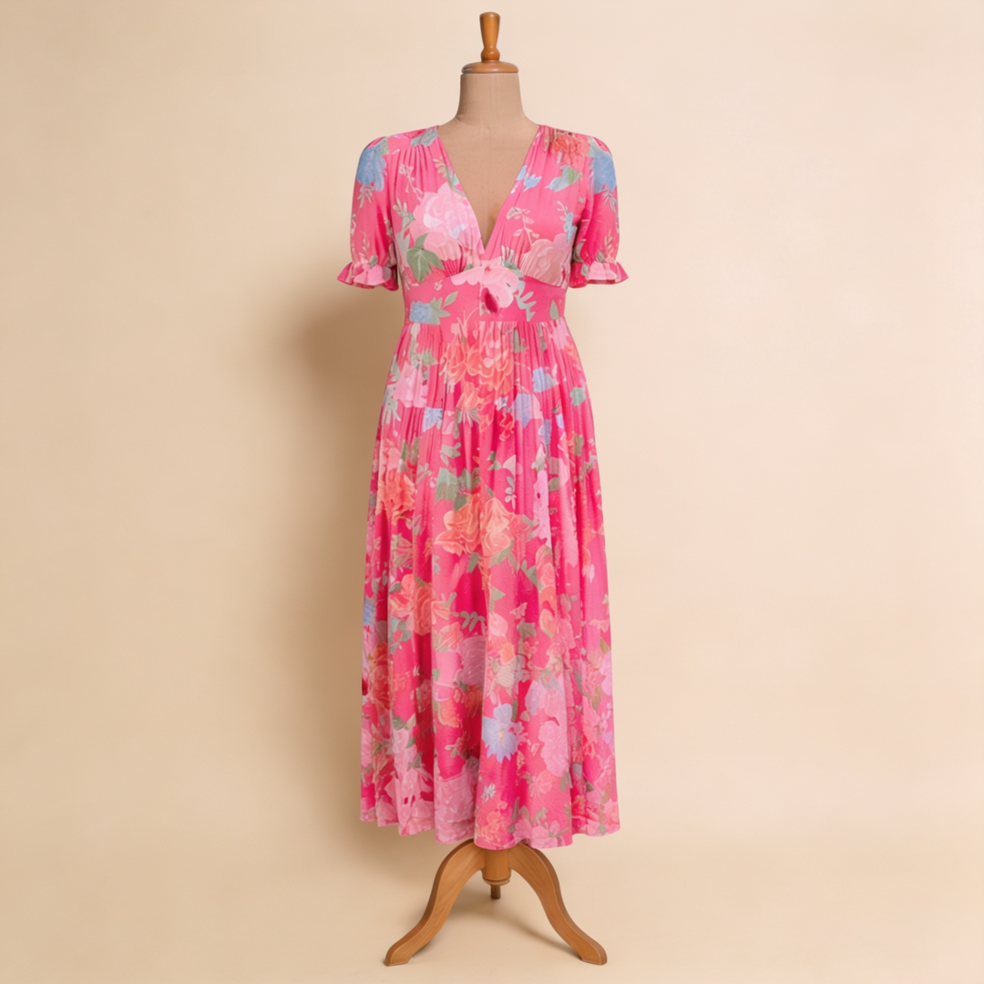 Nelora - V-Neck Floral Maxi Dress