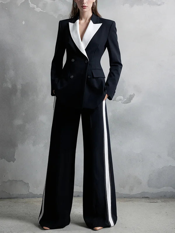 Vesara - Contrast Lapel Velvet Collar Suit