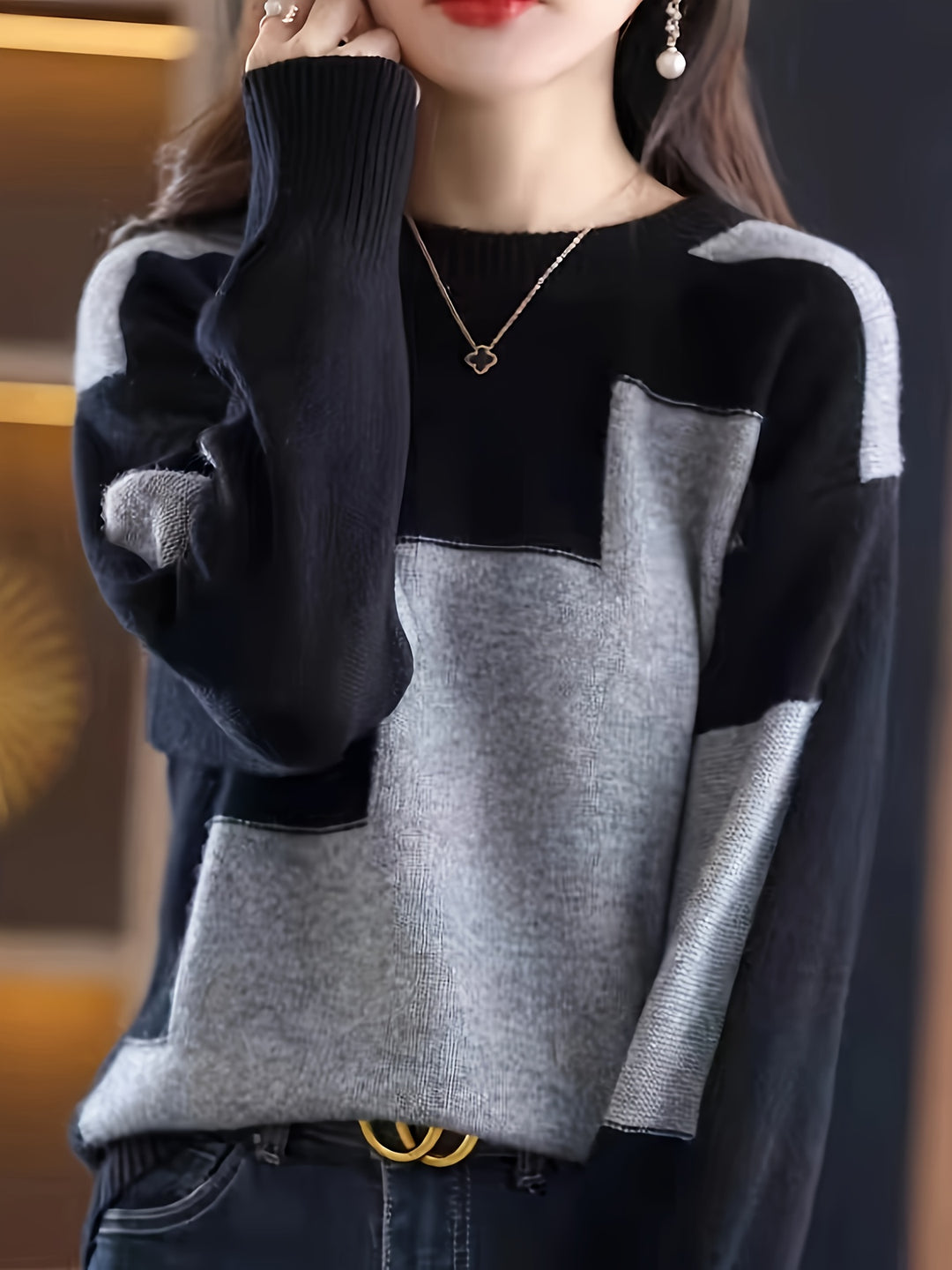 Neriva - Colour-Block Knit Pullover