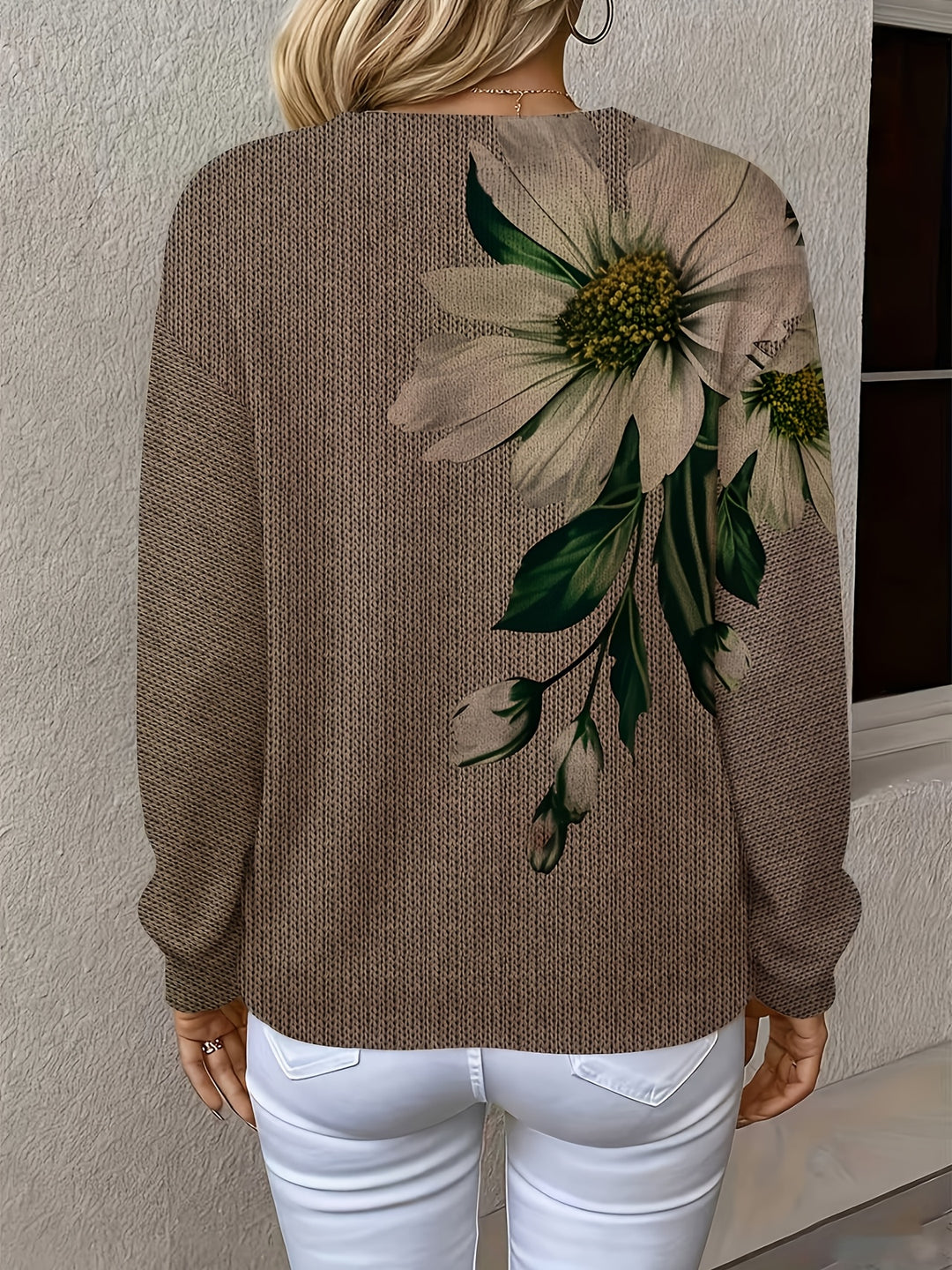 Caleia - Allover Floral Print Knit Sweater