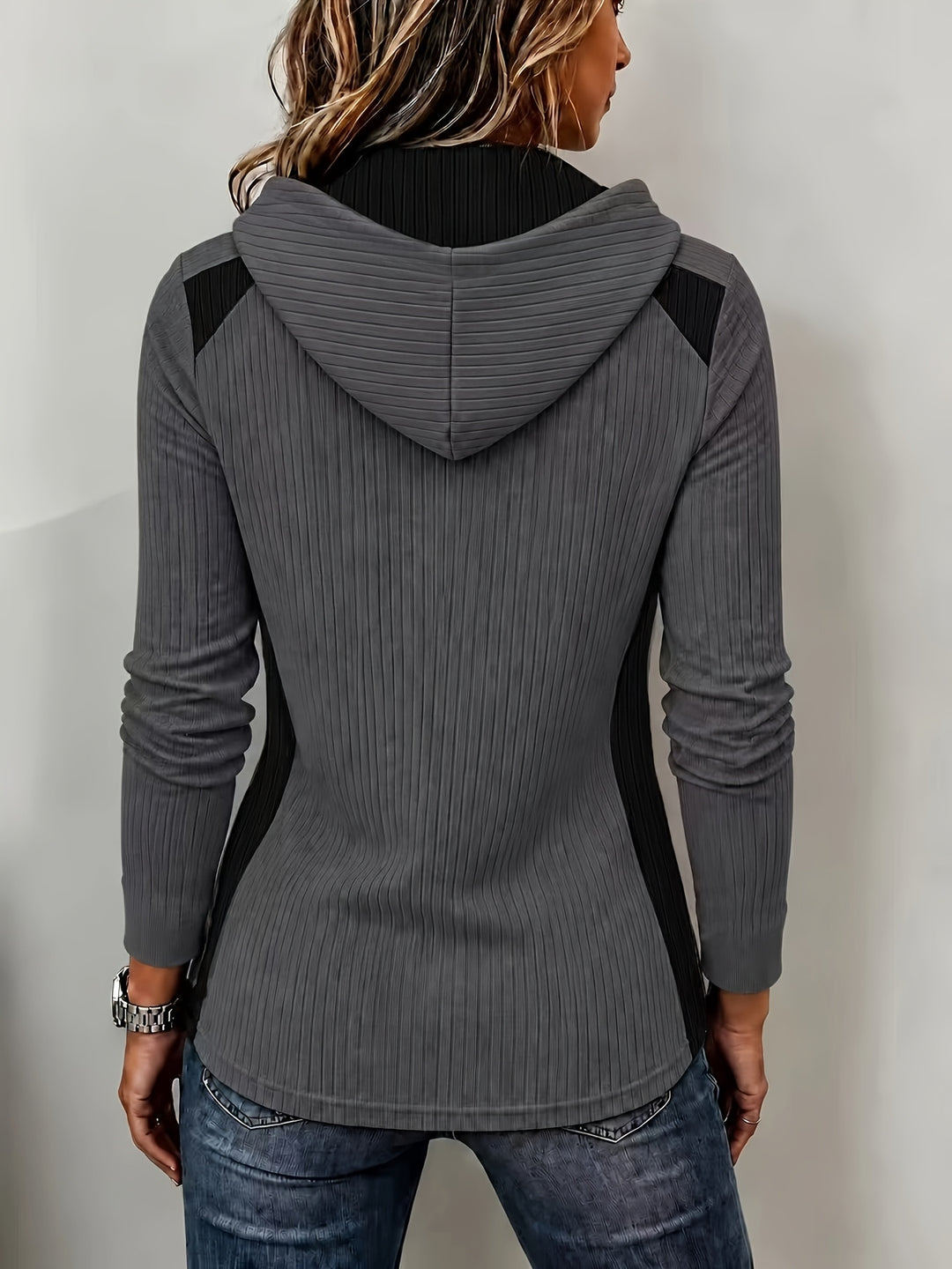 Ceraya - Half-Zip Knit Hooded Sweatshirt