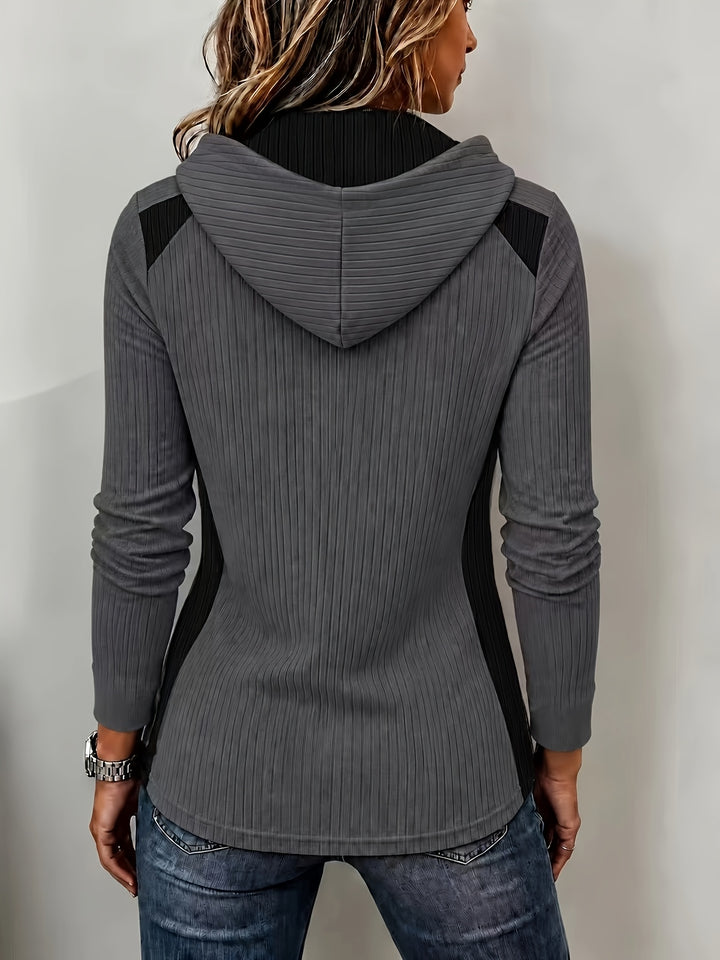 Ceraya - Half-Zip Knit Hooded Sweatshirt