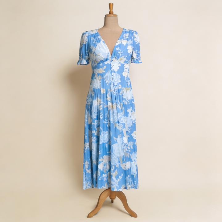Nelora - V-Neck Floral Maxi Dress