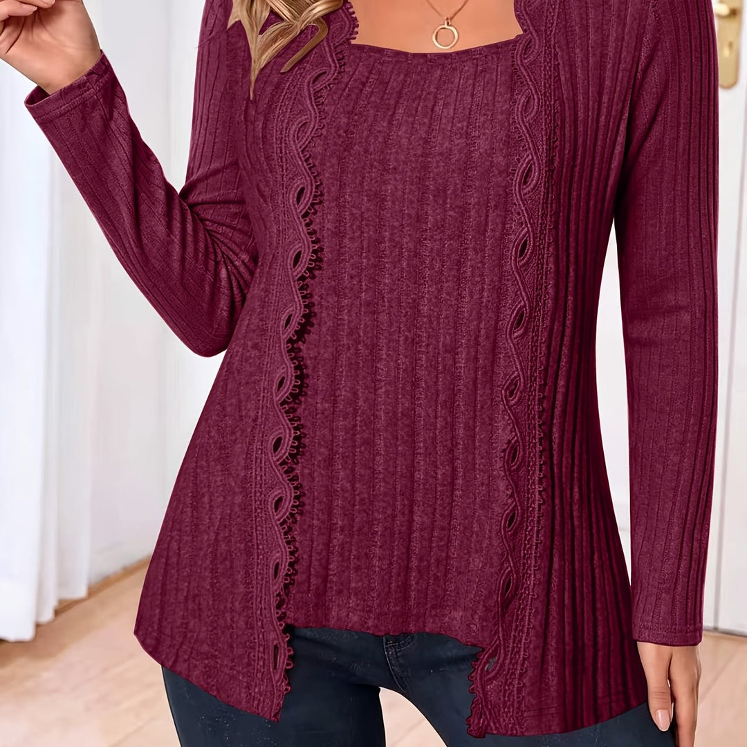 Zirela - Layered Look Stretch Knit Top