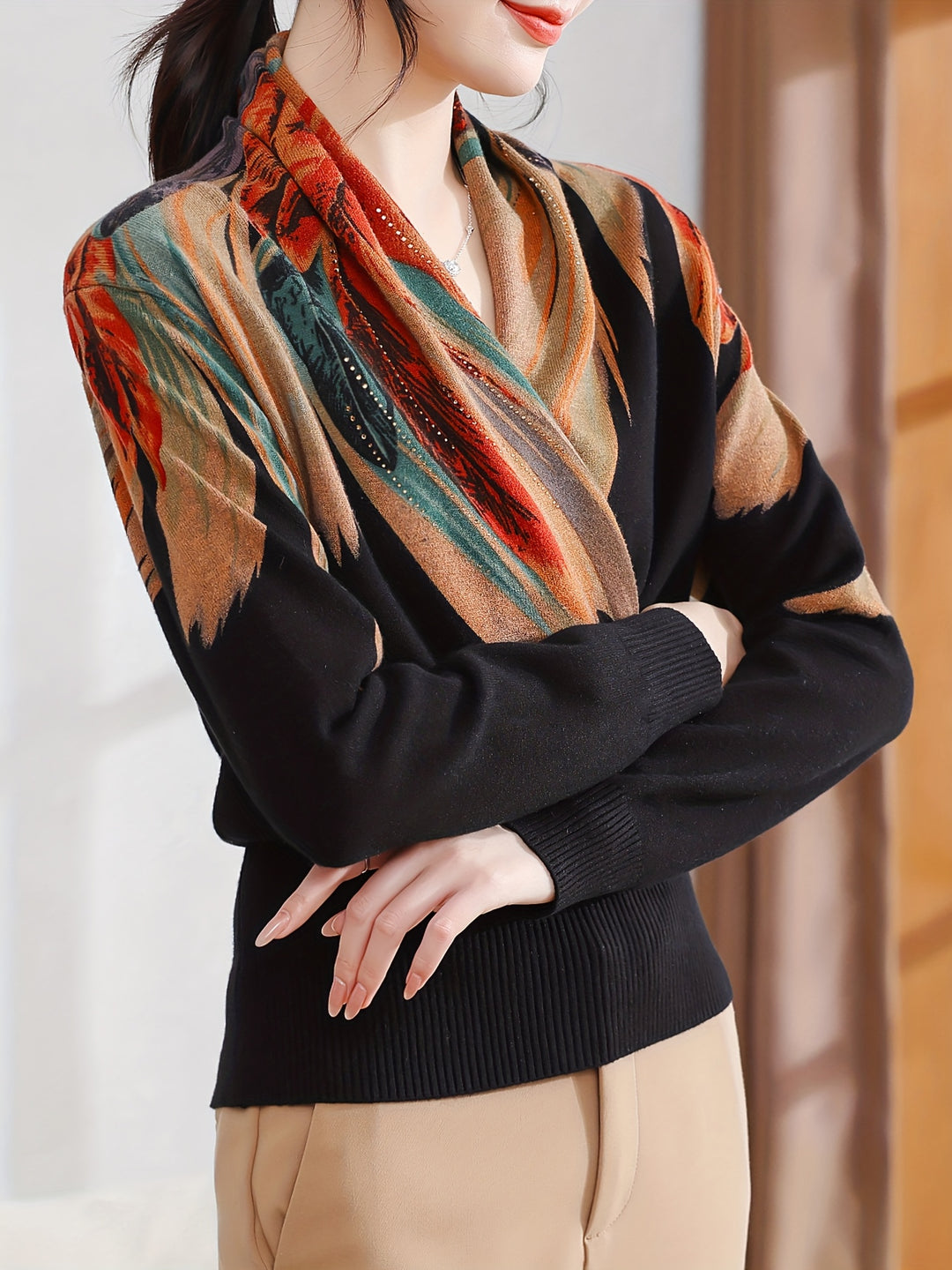 Rilena - Rhinestone Viscose Knit Sweater