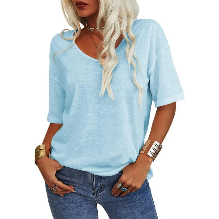 Kelira - Petal Sleeve Stretch Jersey T-Shirt