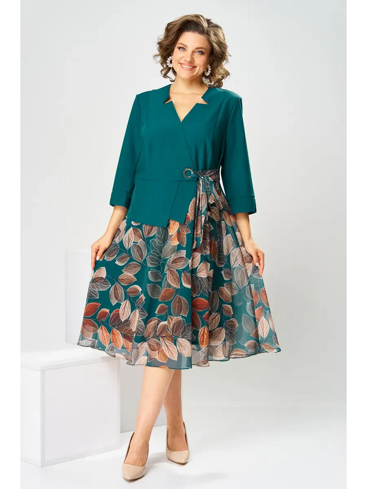 Ilyra - Notch Collar Chiffon Dress