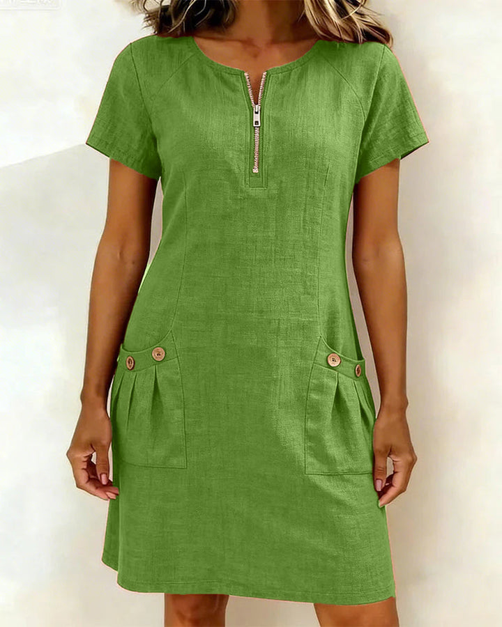Renavi - A-Line Cotton-Linen Dress