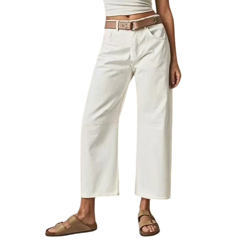 Selira - Wide-Leg Cotton Blend Trousers