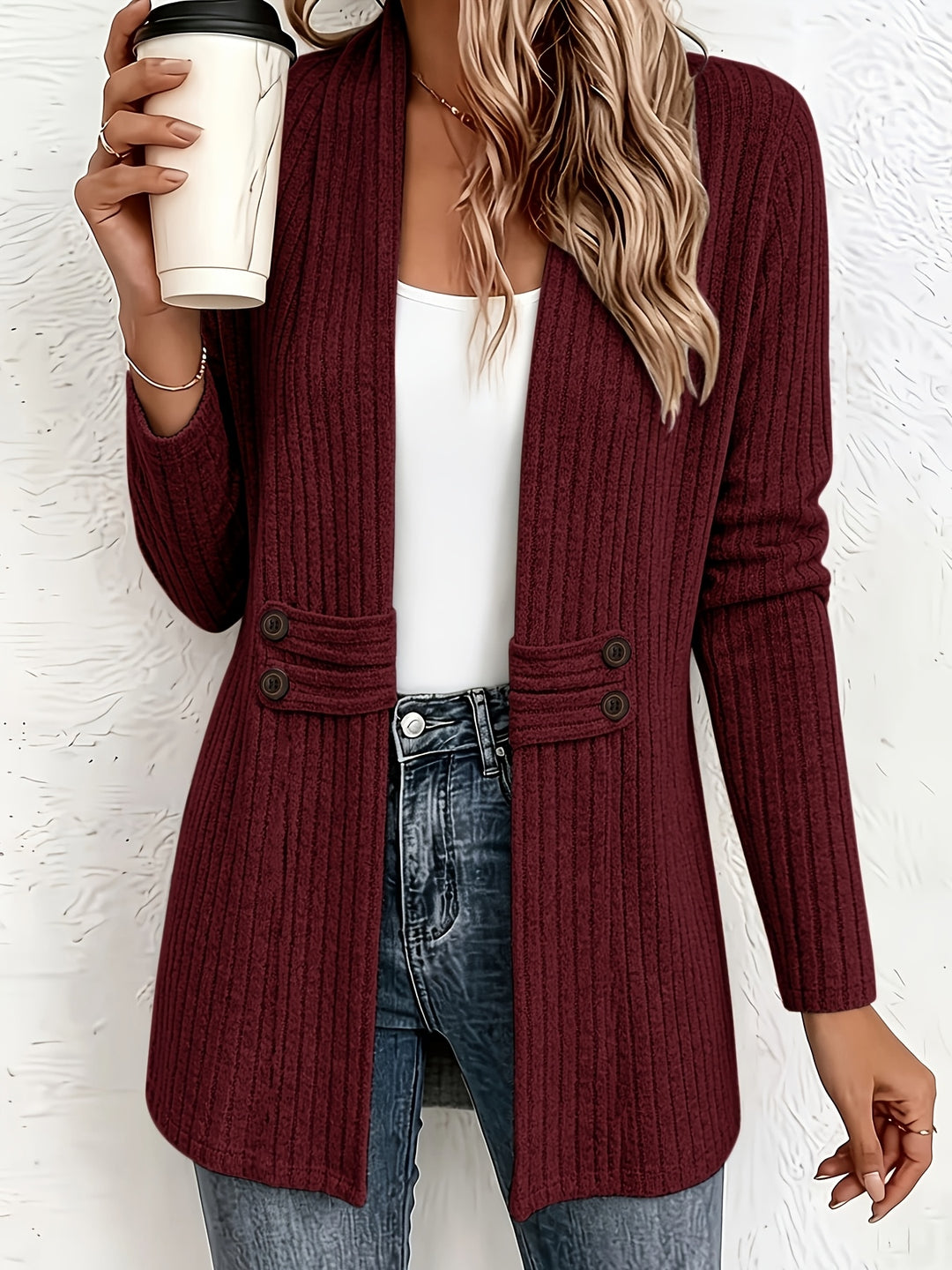 Velira - Double-Breasted Knit Cardigan