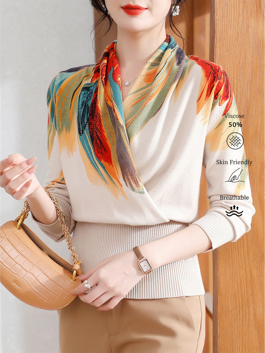 Rilena - Rhinestone Viscose Knit Sweater