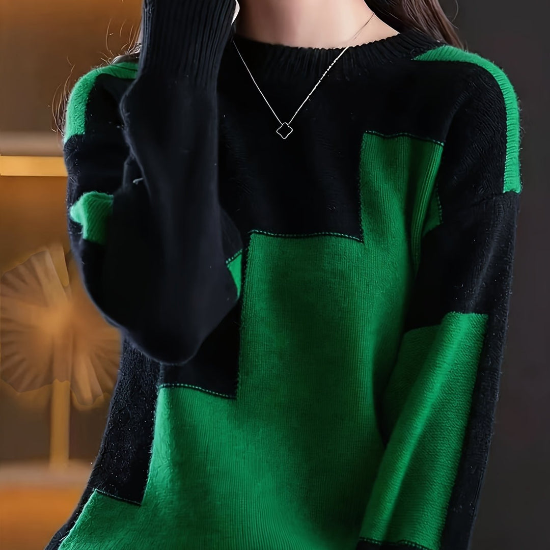 Novira - Colour Block Knit Pullover Sweater
