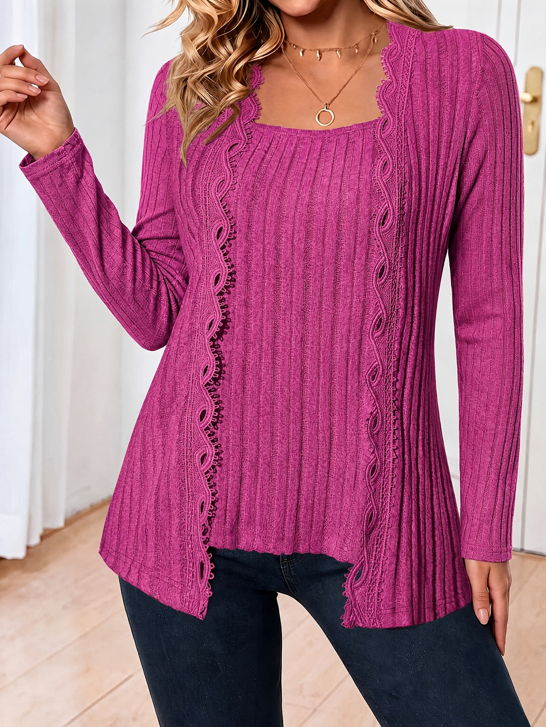 Zirela - Layered Look Stretch Knit Top