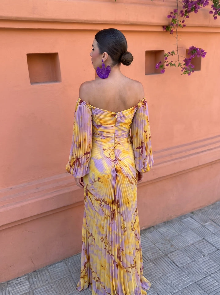 Nivara - Shaped Neckline Floral Print Dress