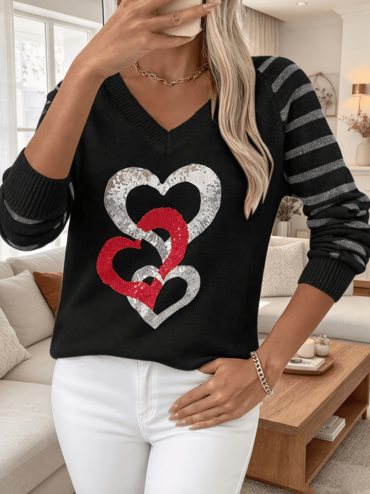 Velara - Sequin-Trim Knit Sweater