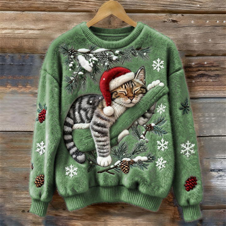 Velira - 3D Cat Applique Pile Knit Jumper