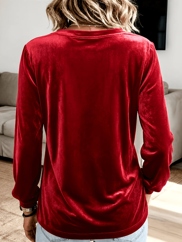 Sevaya - V-Neck Velvet Knit Top