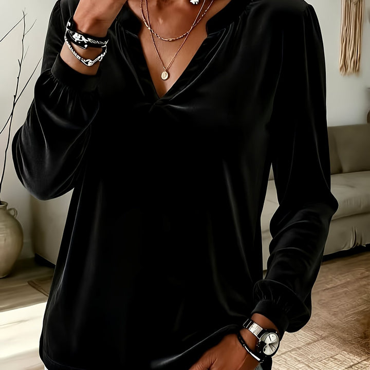 Sevaya - V-Neck Velvet Knit Top