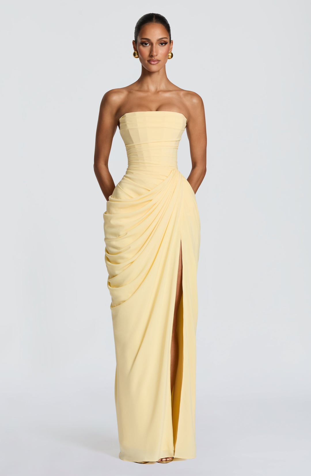 Nelara - Corset-Back Chiffon Dress