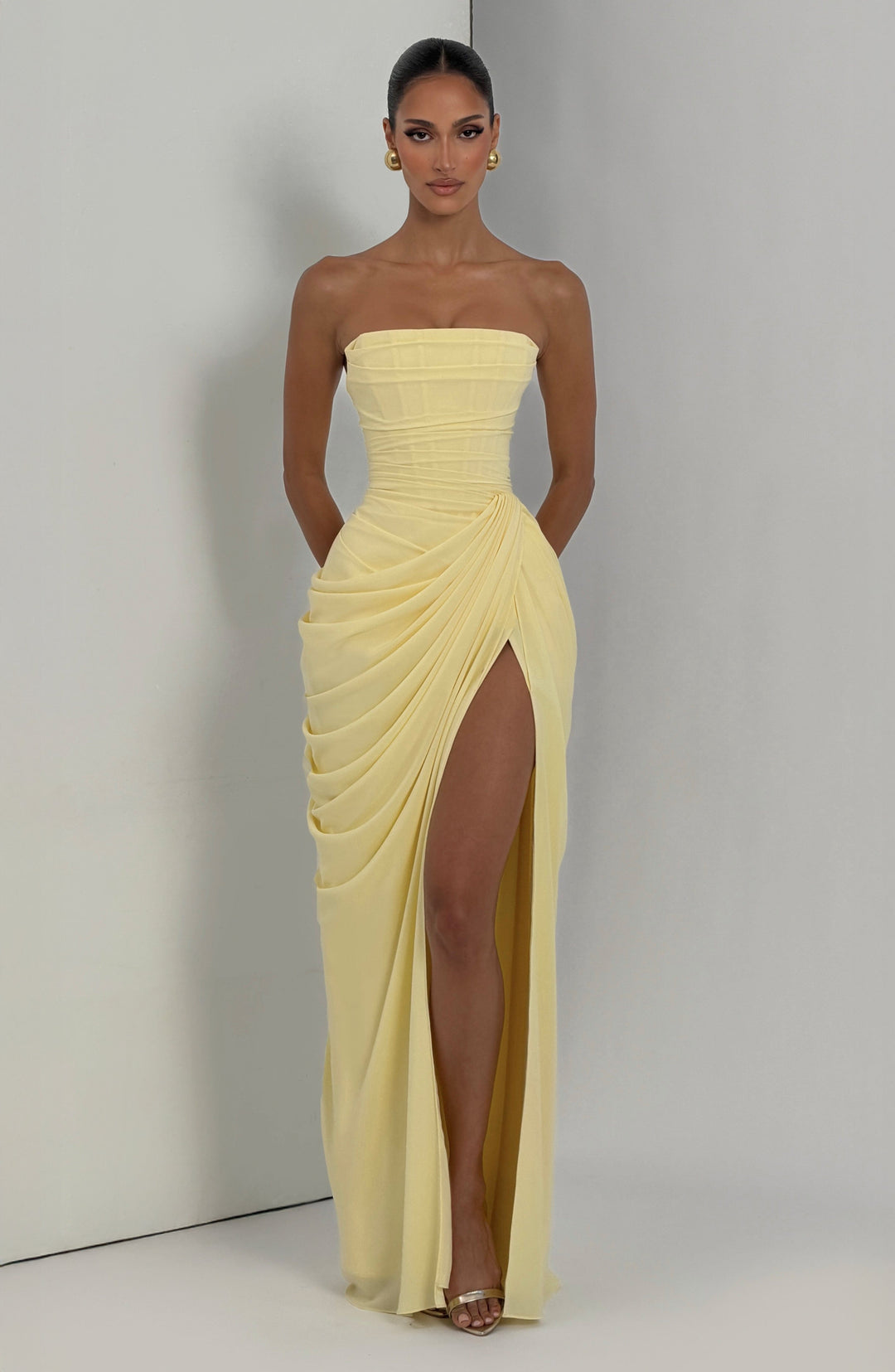 Nelara - Corset-Back Chiffon Dress