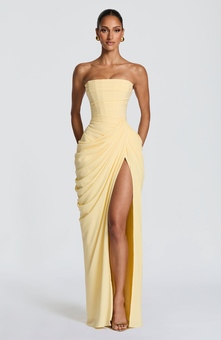 Nelara - Corset-Back Chiffon Dress