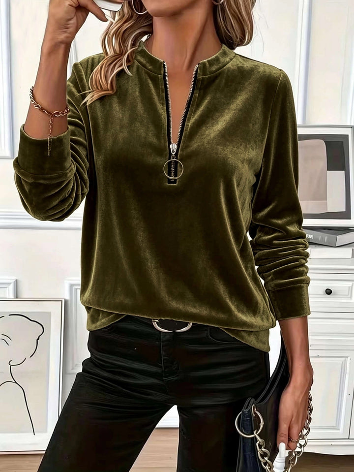 Mireva - Half-Zip Velour Top